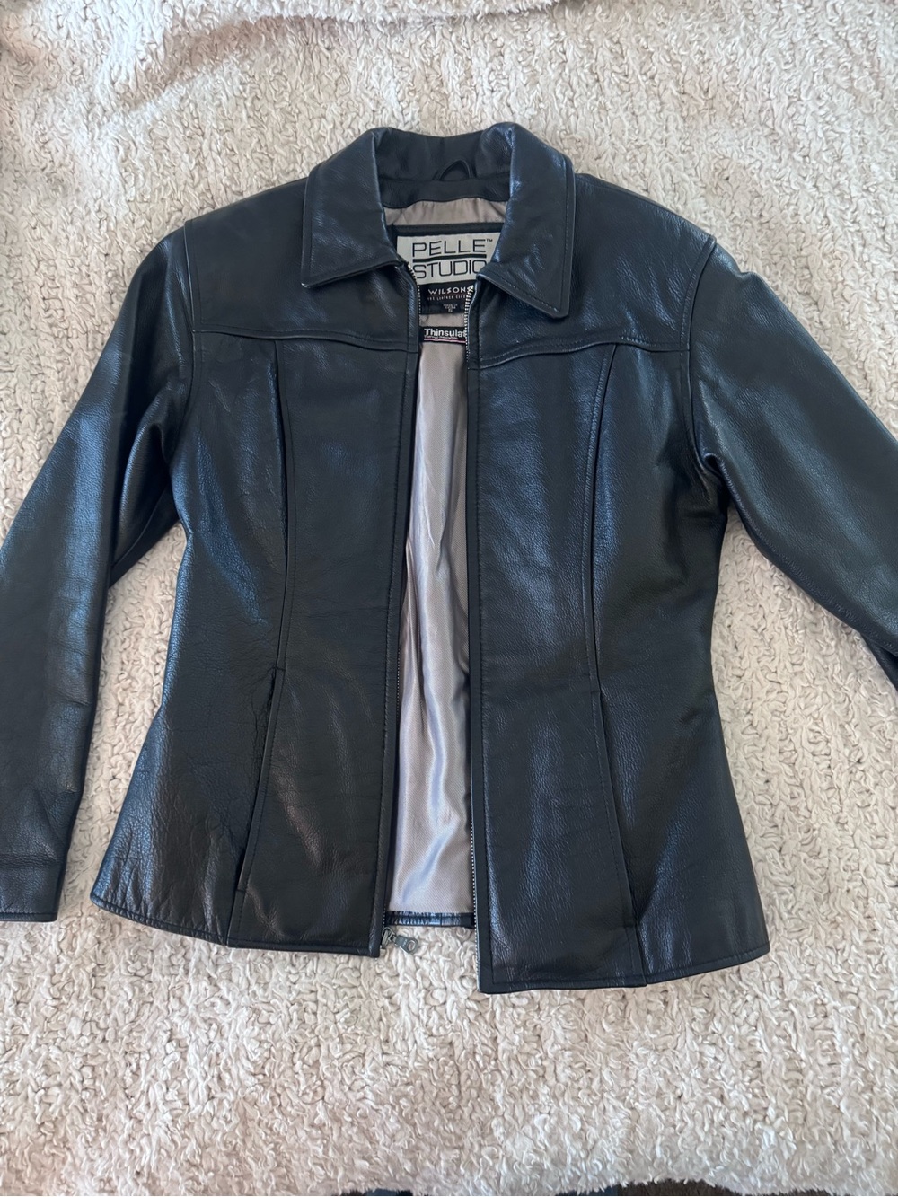 Wilsons Leather Pelle Studio Black Women's Leather Zip Jacket